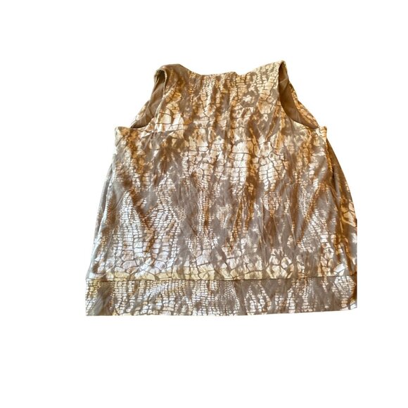 Sleek Metallic Reptilian Print Crossover Sleeveless Blouse By International Conc - Picture 4 of 4
